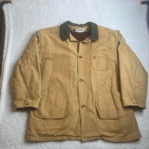 L.L. Bean 80s 90s men's tan field jacket chore flannel lined outdoors canvas xxl